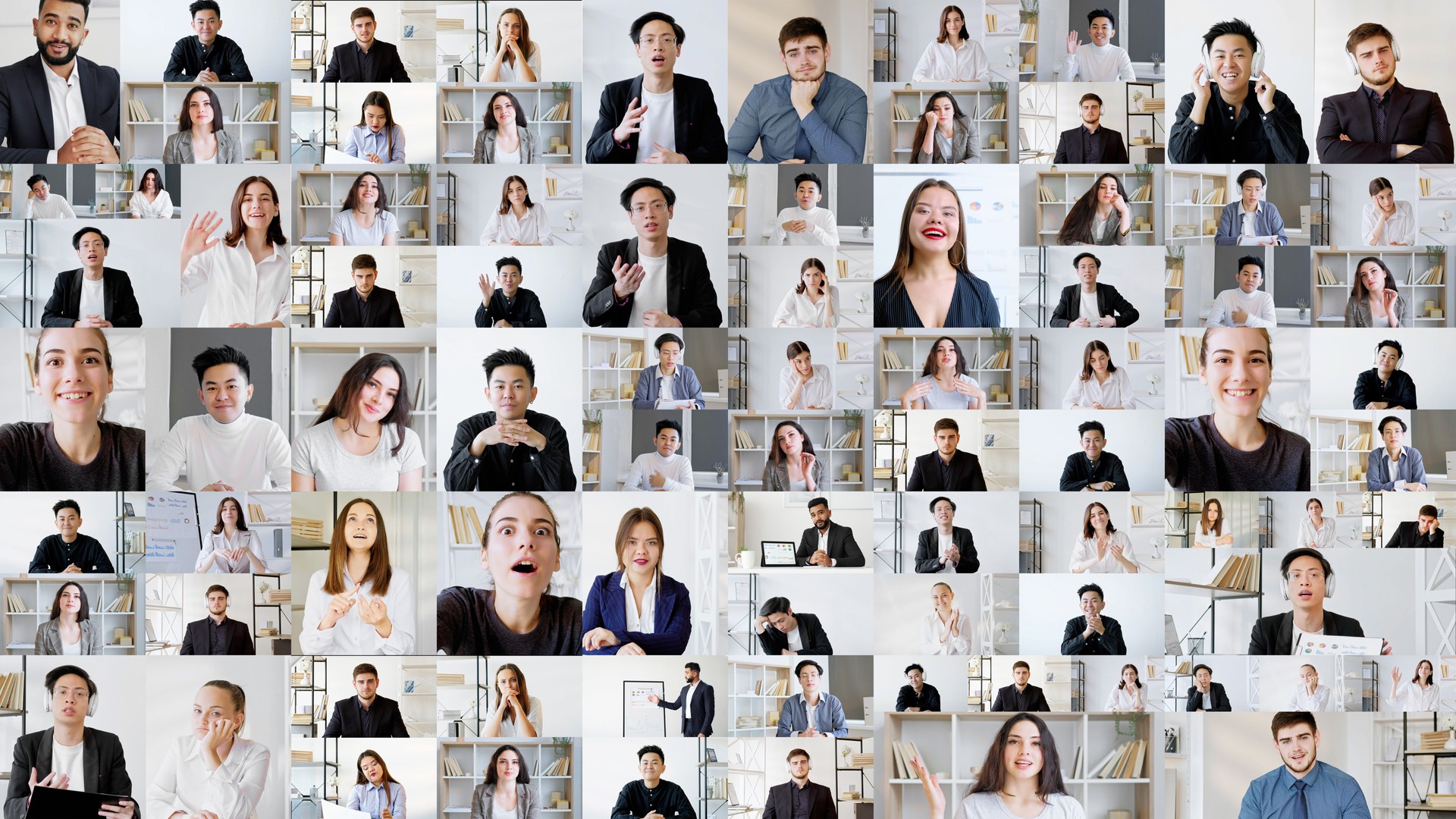 team collage corporate video chat headshot set
